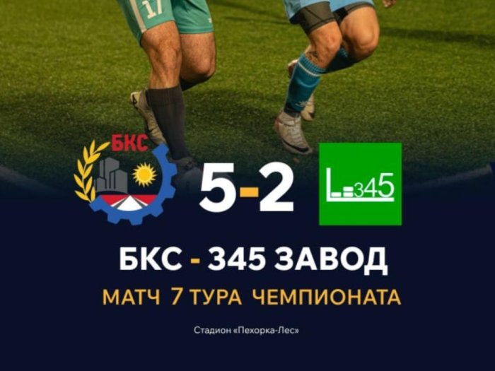 ФК БКС одержал уверенную победу над 345 ЗАВОД со счётом 5:2!